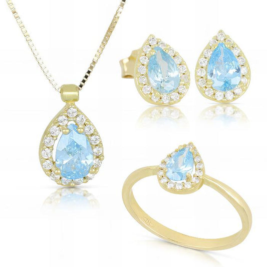Parure Goccia Azzurra In Oro Giallo