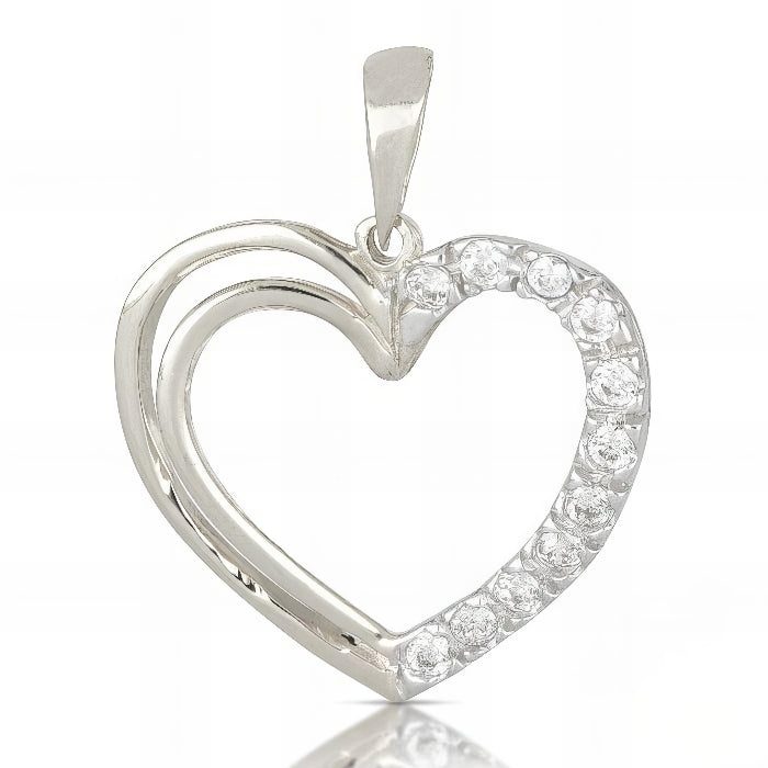 Pendente Cuore in Oro Bianco con Zirconi da 1,20 gr.