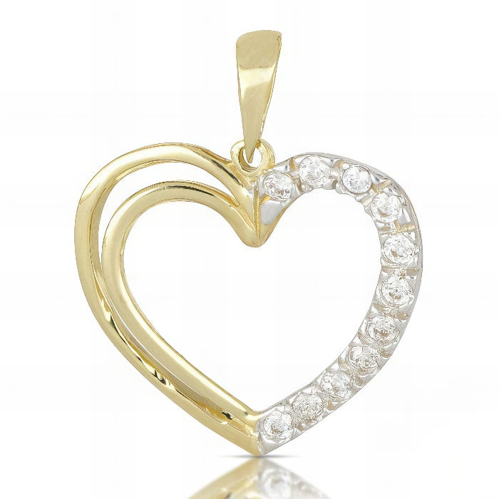 Pendente Cuore in Oro Giallo e Bianco con Zirconi da 1,20 gr.