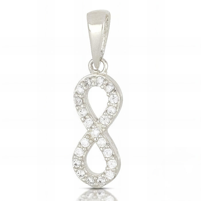 Pendente Infinito in Oro Bianco con Zirconi da 0,90 gr.