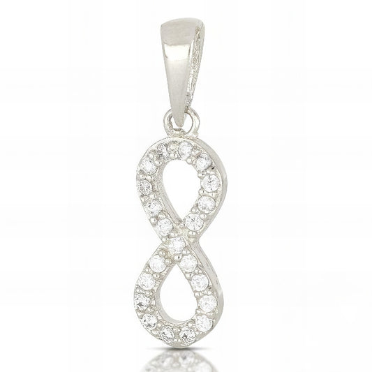 Pendente Infinito in Oro Bianco con Zirconi da 0,90 gr.