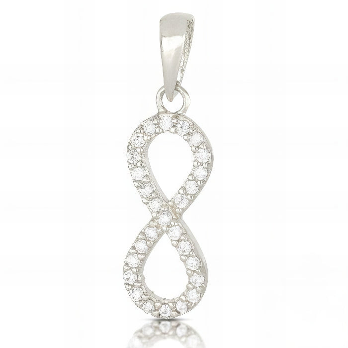 Pendente Infinito in Oro Bianco con Zirconi da 1,10gr.