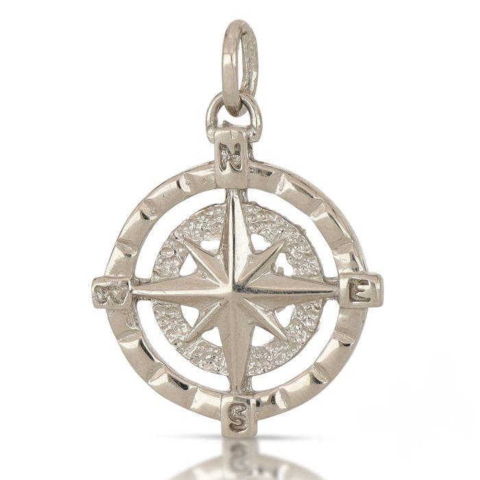 pendente rosa dei venti in oro bianco da 1,30 gr