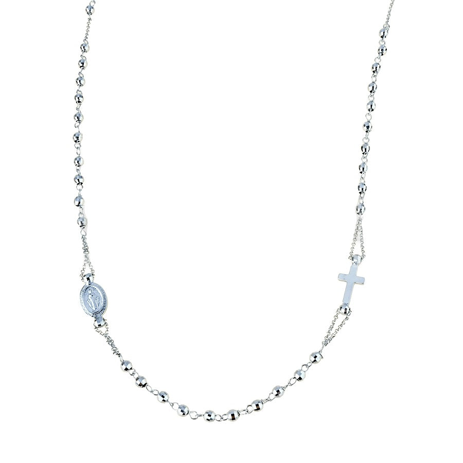 Collana Girocollo Rosario in oro Bianco 18 Kt
