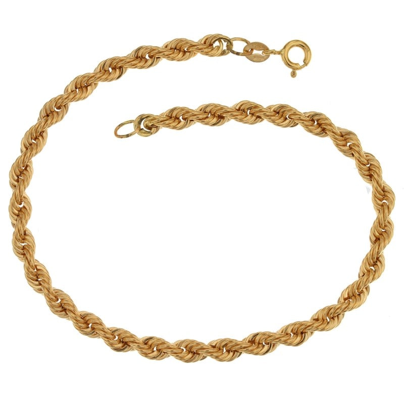 Bracciale donna in oro giallo 18 kt maglia a fune laser