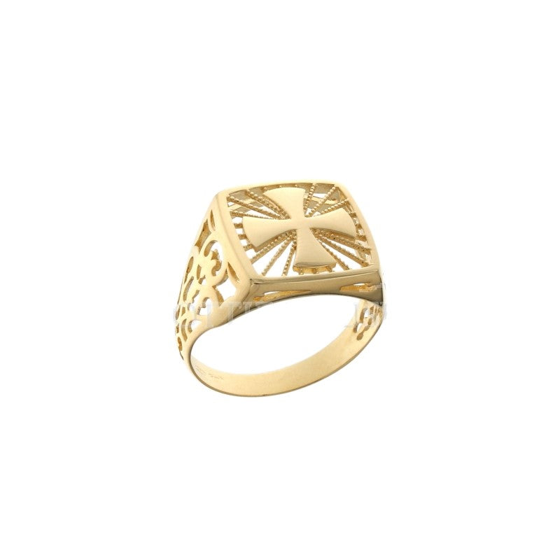 Anello da uomo in oro giallo 18 kt con croce