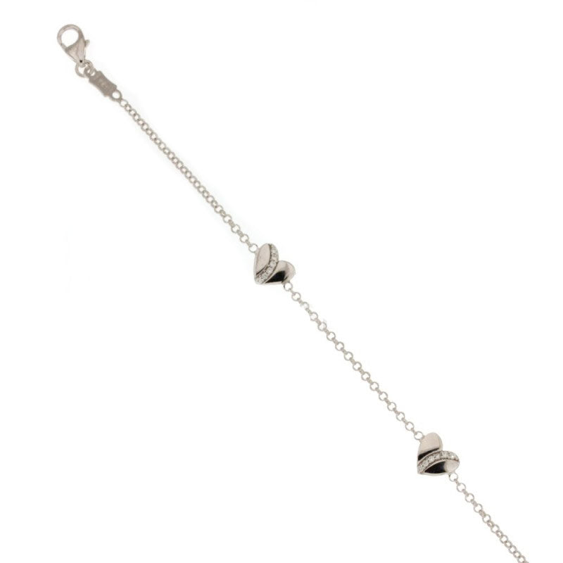 bracciale bambina oro bianco con cuoricini 1.50 gr