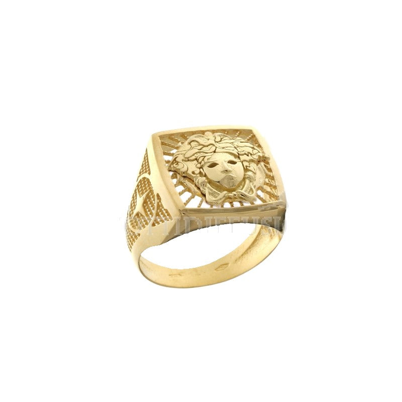Anello da uomo in oro giallo con medusa