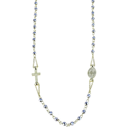 Collana Girocollo Rosario in oro Bicolore 18 Kt