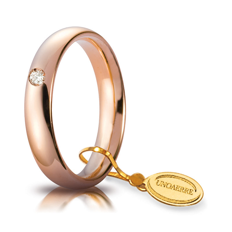 Fede comoda unoaerre oro rosa con diamante mm 4,0