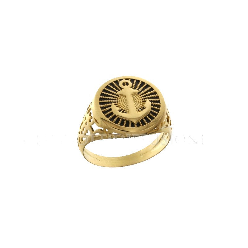 Anello da uomo in oro giallo 18 kt con ancora