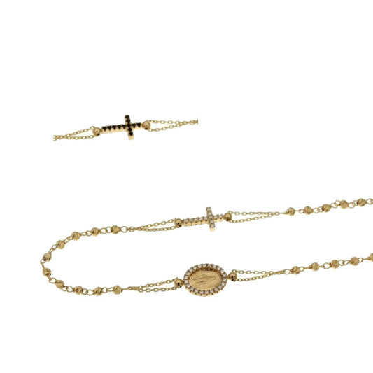 Girocollo Rosario in oro giallo 18kt con pietre