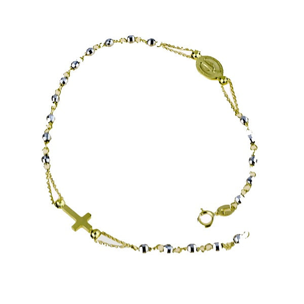 Bracciale Rosario in oro bicolore con Madonna Miracolosa