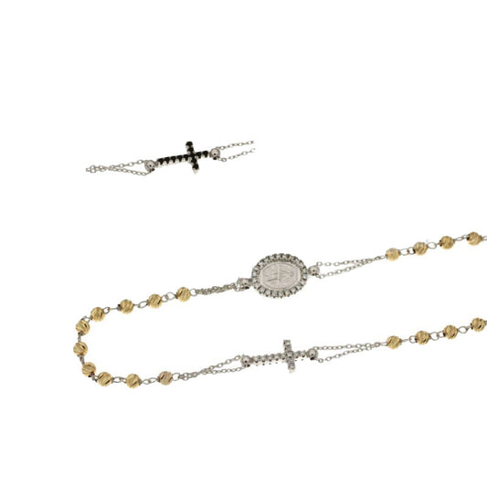 Girocollo Rosario in oro 18kt bicolore con pietre