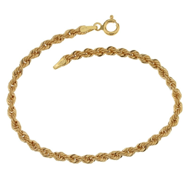 Bracciale donna in oro giallo 18 kt maglia a fune