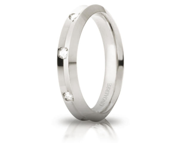 Fede Nuziale Unoaerre Corona in oro bianco con 8 diamanti