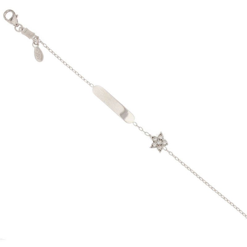 bracciale da bambini con targhetta e stella in oro bianco gr 1.30
