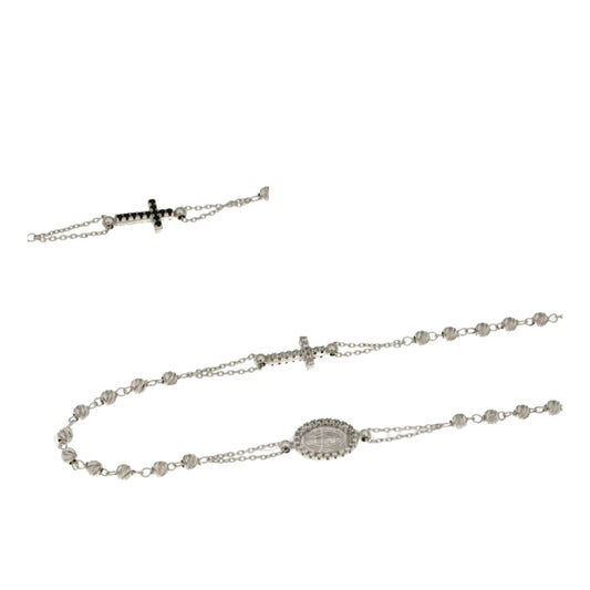 Girocollo Rosario in oro bianco 18kt con pietre