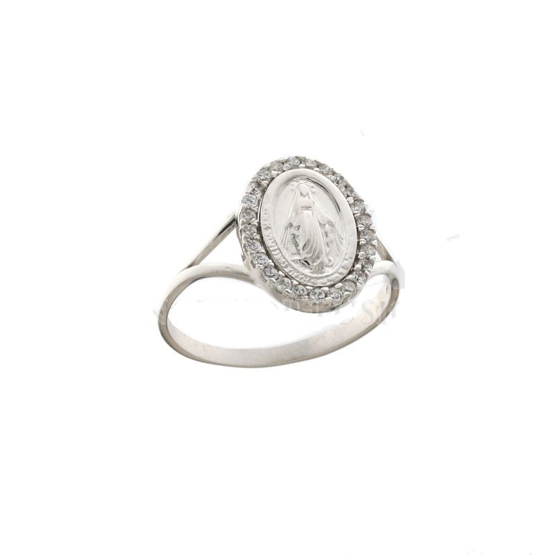 Anello con miracolosa in oro bianco gr 2.70