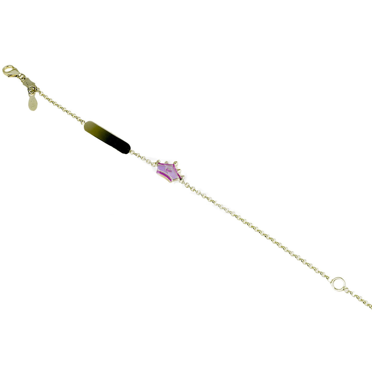 bracciale da bambina con corona smaltata in oro giallo gr 1.90