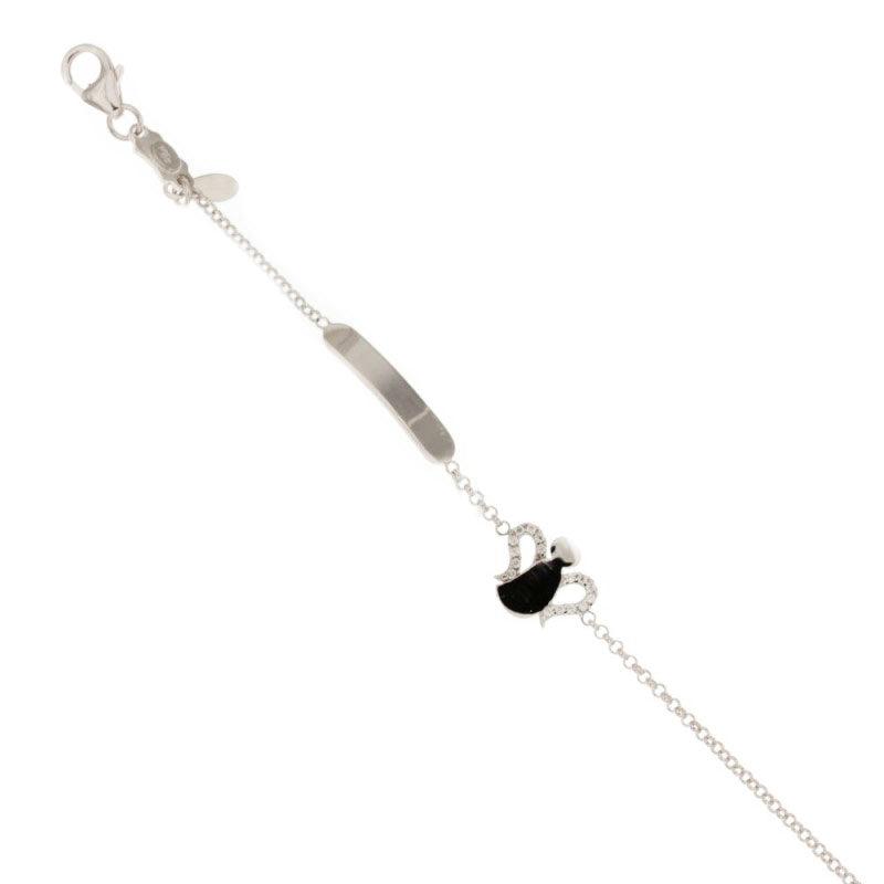 bracciale bambina oro bianco con angioletto, targa 12/14 cm 2.60 gr