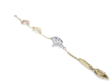 Bracciale in oro giallo bianco e rosa 18 kt in filigrana ungari