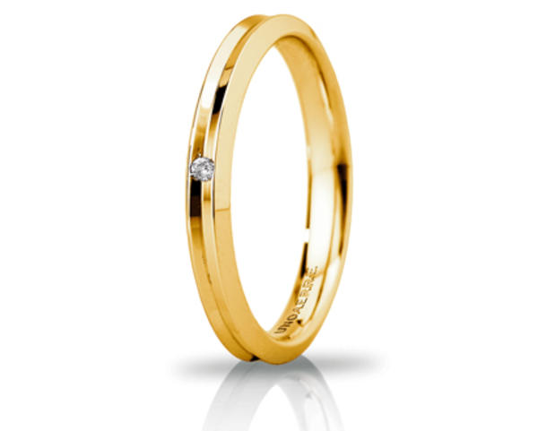 Fede Nuziale Unoaerre Corona in oro giallo slim con diamante