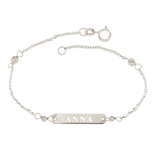 bracciale da bambini con nome personalizzabile in oro bianco gr 1.30