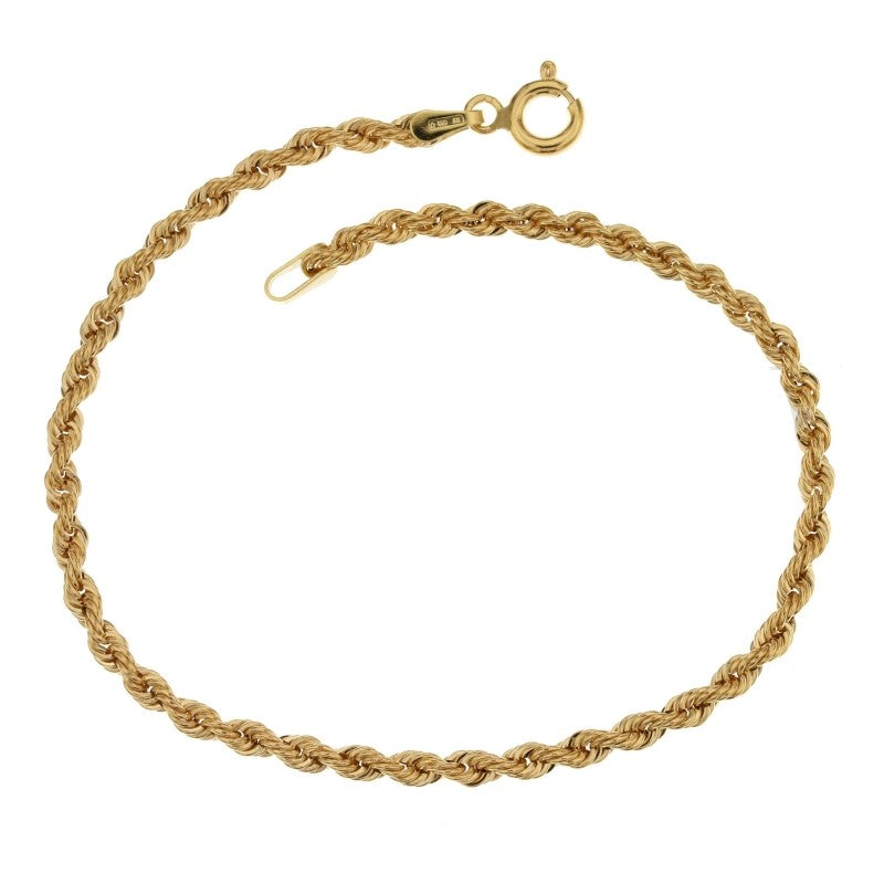Bracciale donna in oro giallo 18 kt maglia a fune laser