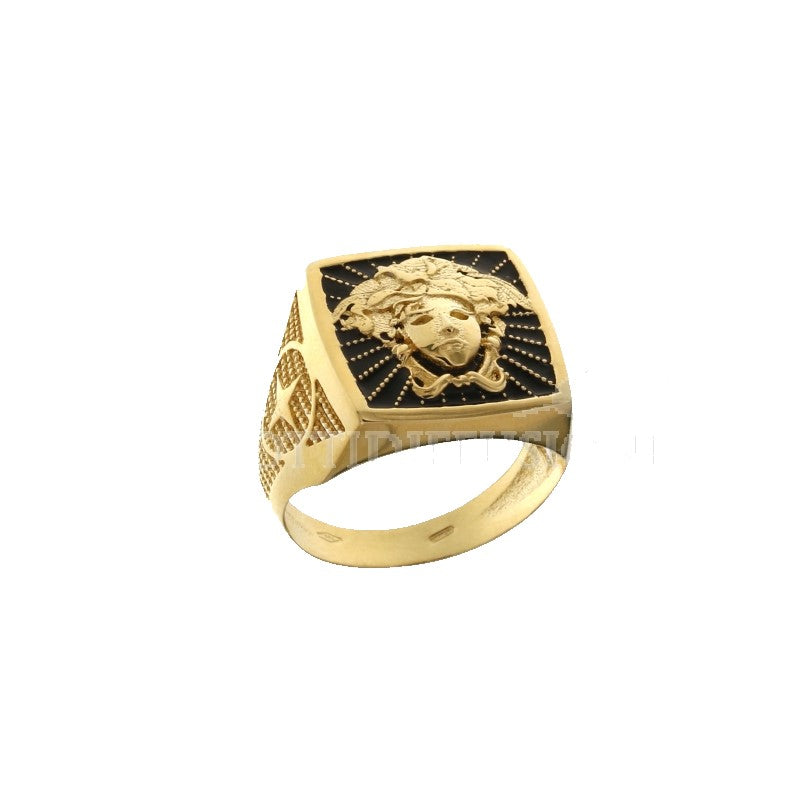 Anello da uomo in oro giallo con medusa