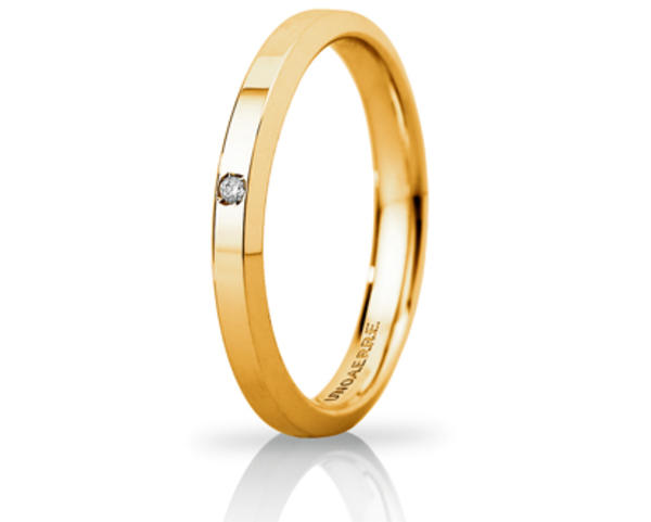 Fede Nuziale Unoaerre Hydra Slim in oro giallo con diamante