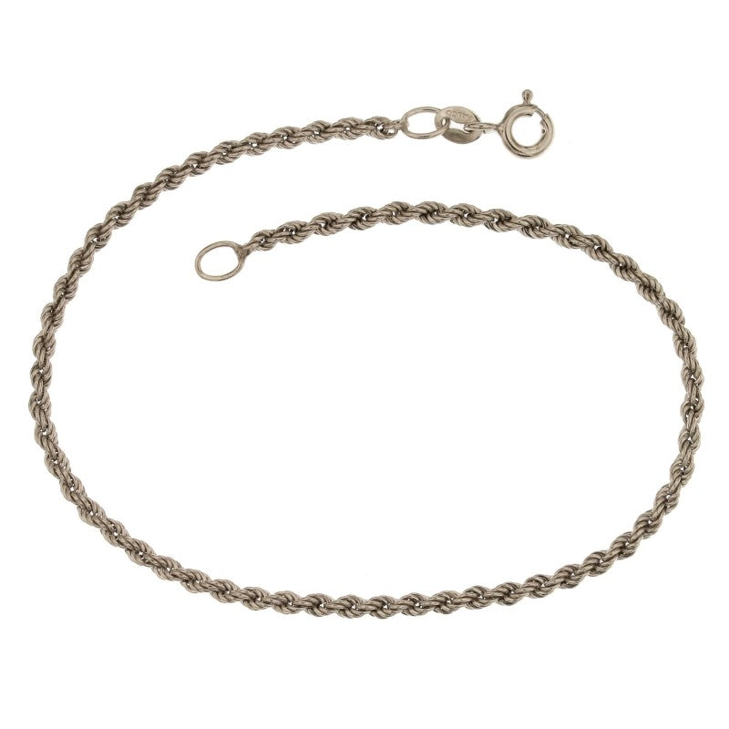 Bracciale donna in oro bianco classico 18 kt maglia a fune
