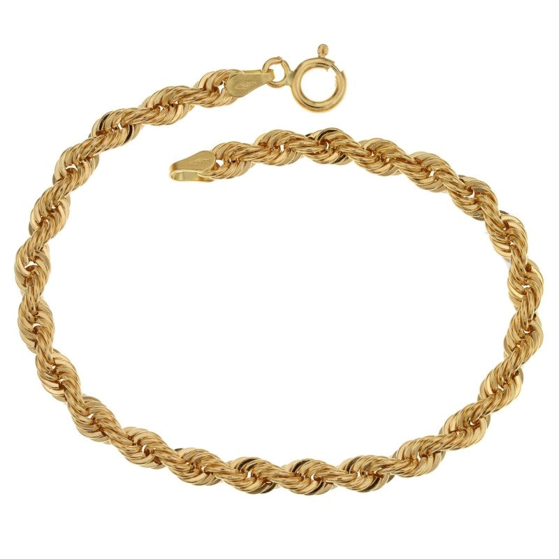 Bracciale donna in oro giallo 18 kt maglia a fune