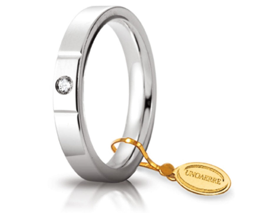Fede Unoaerre Cerchi di Luce in Oro Bianco con Diamante 3,5 mm
