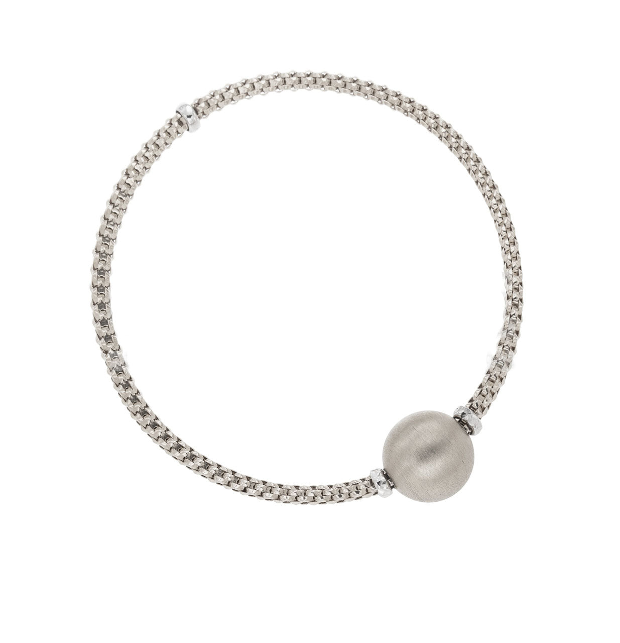 Bracciale rigido donna oro Bianco 18kt con sfera satinata