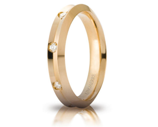 Fede Nuziale Unoaerre Corona in oro giallo con 8 diamanti