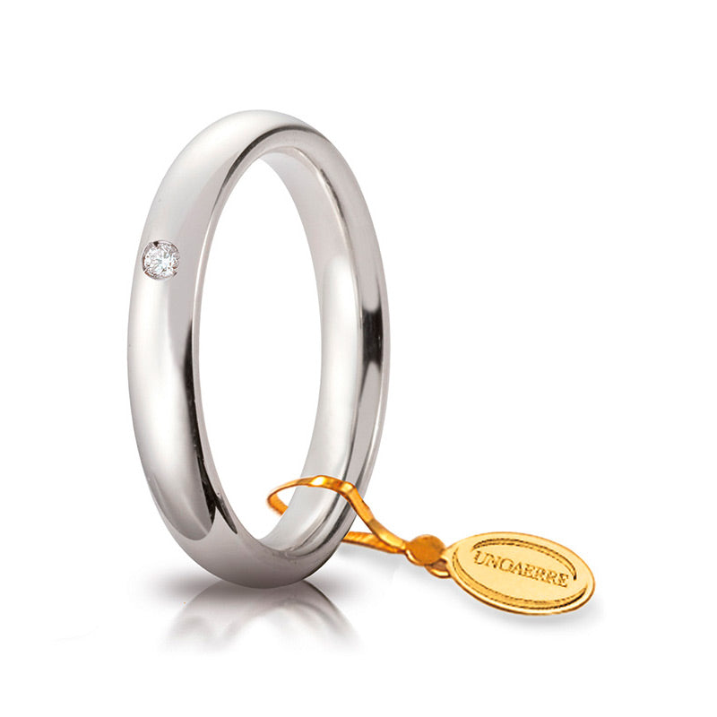 Fede comoda unoaerre oro bianco con diamante mm 3,5