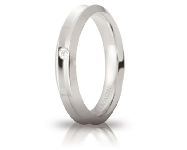 Fede Nuziale Unoaerre Corona in oro bianco con diamante