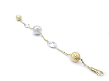 Bracciale In Oro Giallo e bianco con sfere sfaccettate lucide
