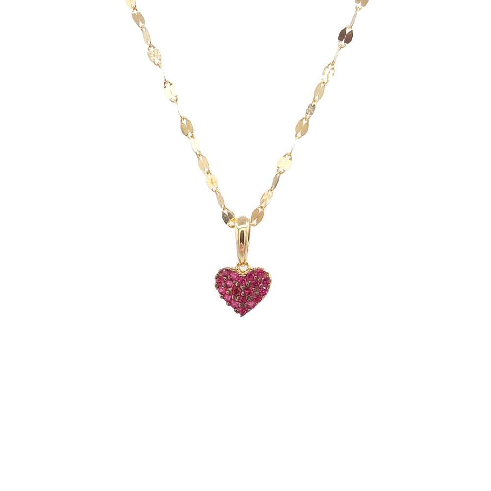 Collana Ciondolo Cuore con Pavè di Zirconi in Oro Giallo