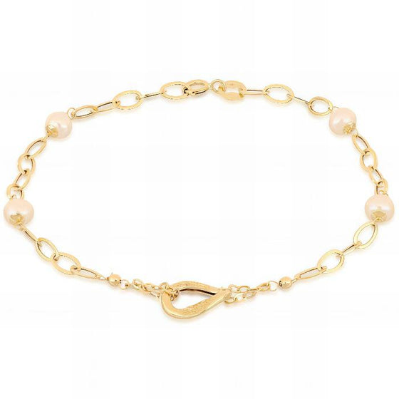 Zweifarbiges ovales Gliederkettenarmband aus 18 kt Gold IS986GB