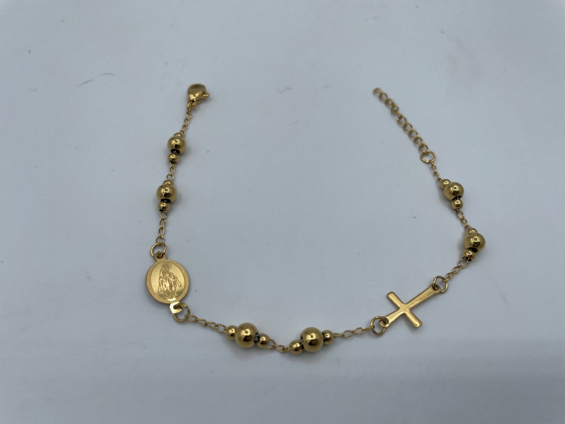 bracciale rosario in acciaio giallo 