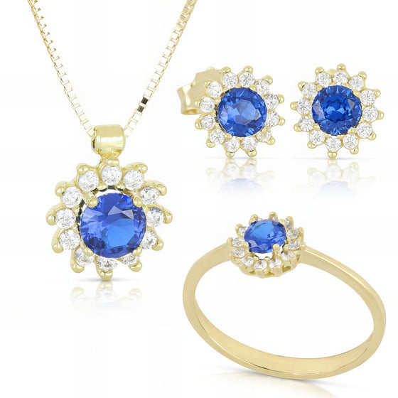 Parure Tonda Blue In Oro Giallo