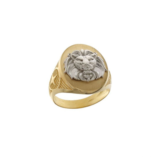 anello a scudo leone in oro bicolore da 9,80 gr.