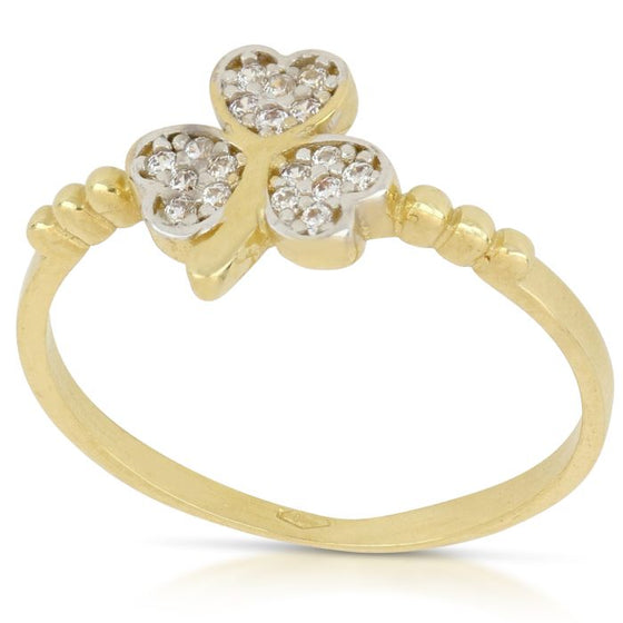 anello fantasia pavè con zirconi in oro bianco e giallo da 1,70 gr