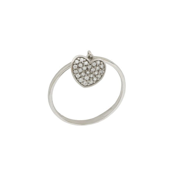 anello cuore pendente in oro bianco da 2,00 gr