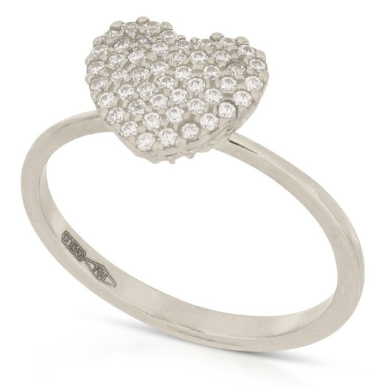 anello pave cuore in oro bianco da 2,50 gr.