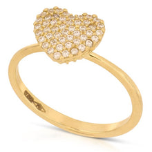  anello pave cuore in oro giallo da 2,50 gr.