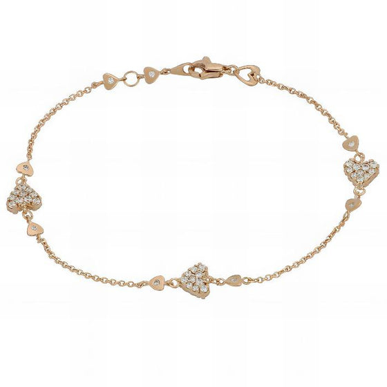 Bracciale Cuori a Pavè e Zirconi in Oro Rosa