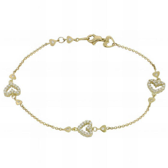 Bracciale con Cuori Traforati in Oro Giallo